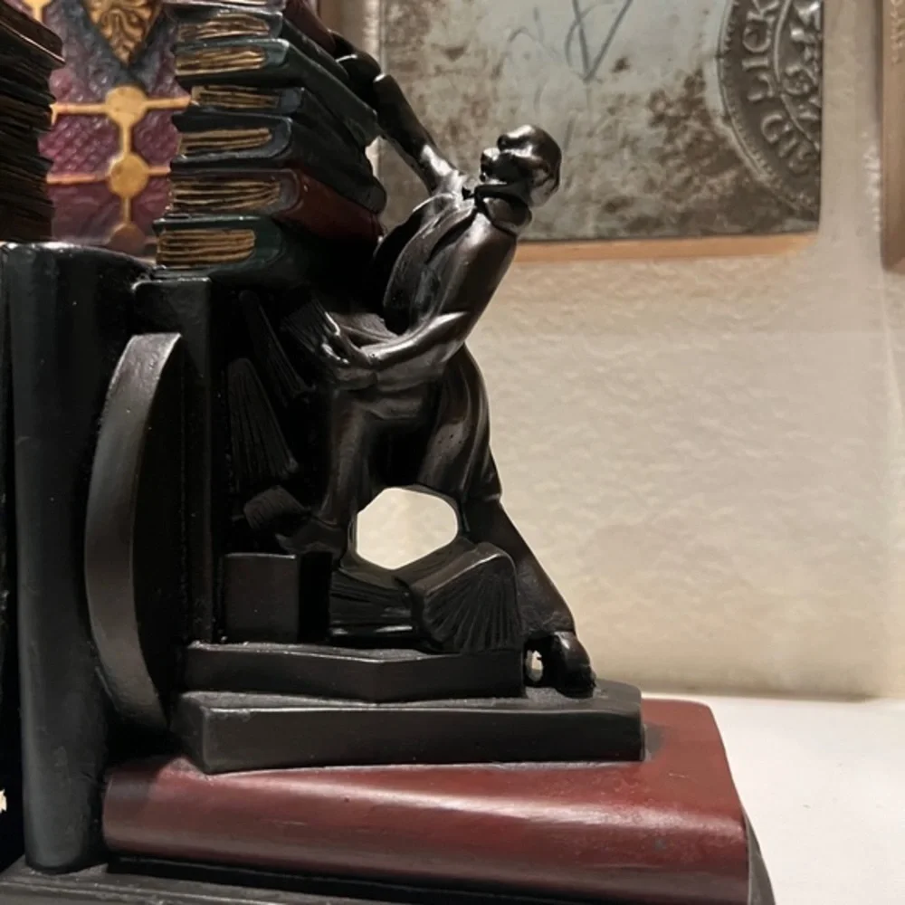 Bookends‎ Stacking Librarian Juggling Books Cast Resin